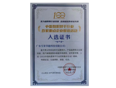 百家重点企业推选入围证书